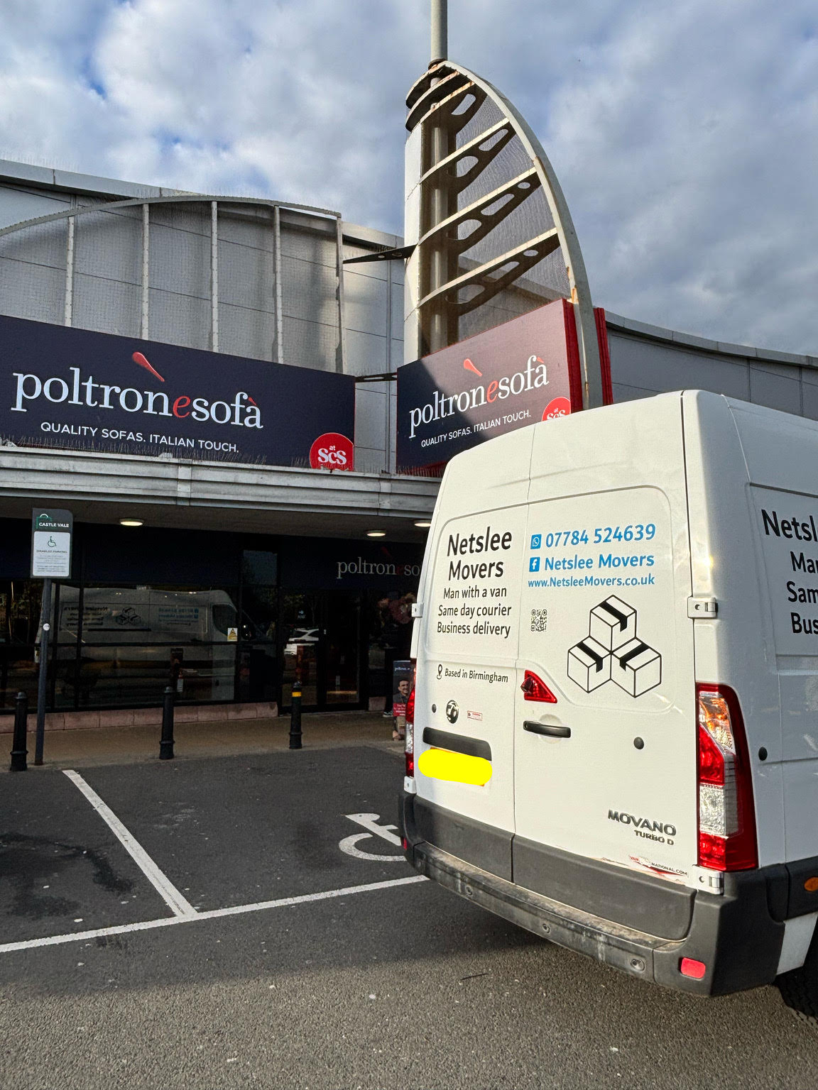 Netslee Movers Luton van parked on job